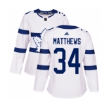 Women Adidas Toronto Maple Leafs #34 Auston Matthews Authentic White 2018 Stadium Series NHL Jersey