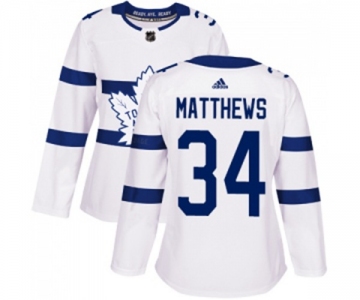 Women Adidas Toronto Maple Leafs #34 Auston Matthews Authentic White 2018 Stadium Series NHL Jersey