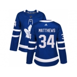 Women Adidas Toronto Maple Leafs #34 Auston Matthews Blue Home Authentic Stitched NHL Jersey