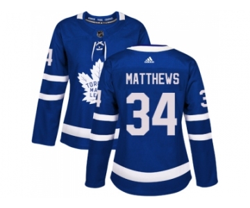 Women Adidas Toronto Maple Leafs #34 Auston Matthews Blue Home Authentic Stitched NHL Jersey