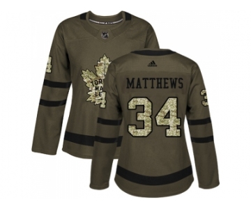 Women Adidas Toronto Maple Leafs #34 Auston Matthews Green Salute to Service Stitched NHL Jersey