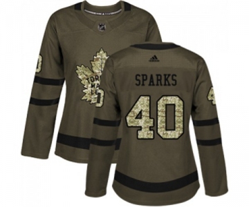 Women Adidas Toronto Maple Leafs #40 Garret Sparks Authentic Green Salute to Service NHL Jersey