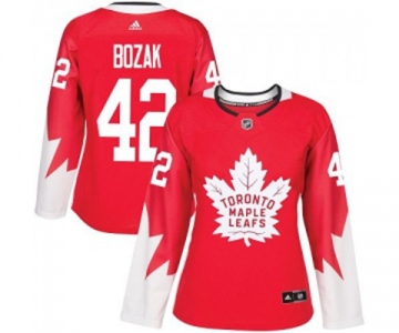 Women Adidas Toronto Maple Leafs #42 Tyler Bozak Authentic Red Alternate NHL Jersey