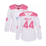 Women Adidas Toronto Maple Leafs #44 Morgan Rielly Authentic White Pink Fashion NHL Jersey