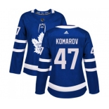 Women Adidas Toronto Maple Leafs #47 Leo Komarov Authentic Royal Blue Home NHL Jersey