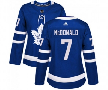 Women Adidas Toronto Maple Leafs #7 Lanny McDonald Authentic Royal Blue Home NHL Jersey