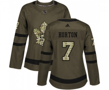 Women Adidas Toronto Maple Leafs #7 Tim Horton Authentic Green Salute to Service NHL Jersey