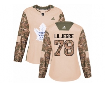 Women Adidas Toronto Maple Leafs #78 Timothy Liljegren Authentic Camo Veterans Day Practice NHL Jersey