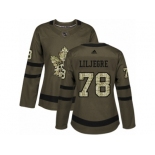 Women Adidas Toronto Maple Leafs #78 Timothy Liljegren Authentic Green Salute to Service NHL Jersey