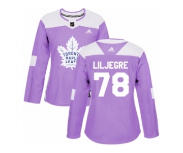 Women Adidas Toronto Maple Leafs #78 Timothy Liljegren Authentic Purple Fights Cancer Practice NHL Jersey