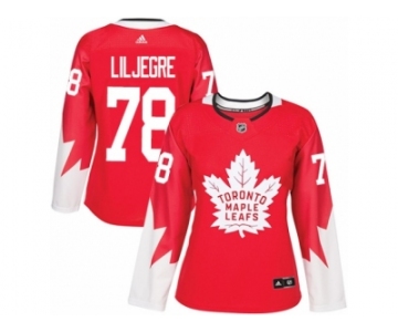 Women Adidas Toronto Maple Leafs #78 Timothy Liljegren Authentic Red Alternate NHL Jersey