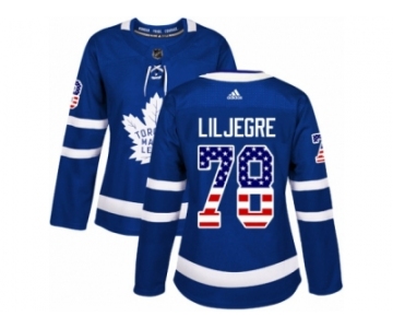 Women Adidas Toronto Maple Leafs #78 Timothy Liljegren Authentic Royal Blue USA Flag Fashion NHL Jersey