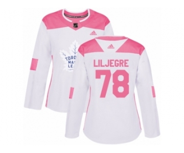 Women Adidas Toronto Maple Leafs #78 Timothy Liljegren Authentic White Pink Fashion NHL Jersey