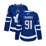 Women Adidas Toronto Maple Leafs #91 John Tavares Authentic Royal Blue Home NHL Jersey