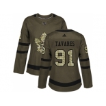 Women Adidas Toronto Maple Leafs #91 John Tavares Green Salute to Service Stitched NHL Jersey