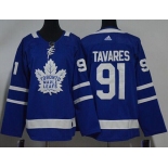 Women Adidas Toronto Maple Leafs #91 Tavares Authentic Royal Blue Home NHL Jersey