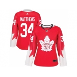 Women's Toronto Maple Leafs #34 Auston Matthews Red Alternate Stitched NHL Jersey