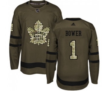 Youth Adidas Toronto Maple Leafs #1 Johnny Bower Authentic Green Salute to Service NHL Jersey