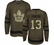 Youth Adidas Toronto Maple Leafs #13 Mats Sundin Authentic Green Salute to Service NHL Jersey