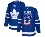 Youth Adidas Toronto Maple Leafs #17 Wendel Clark Authentic Royal Blue USA Flag Fashion NHL Jersey