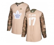 Youth Adidas Toronto Maple Leafs #17 Wendel Clark Camo Authentic 2017 Veterans Day Stitched NHL Jersey