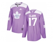 Youth Adidas Toronto Maple Leafs #17 Wendel Clark Purple Authentic Fights Cancer Stitched NHL Jersey