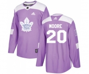 Youth Adidas Toronto Maple Leafs #20 Dominic Moore Authentic Purple Fights Cancer Practice NHL Jersey