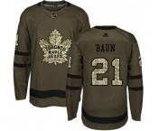 Youth Adidas Toronto Maple Leafs #21 Bobby Baun Authentic Green Salute to Service NHL Jersey