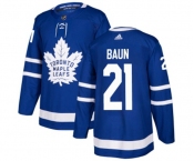 Youth Adidas Toronto Maple Leafs #21 Bobby Baun Authentic Royal Blue Home NHL Jersey