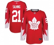 Youth Adidas Toronto Maple Leafs #21 Borje Salming Authentic Red Alternate NHL Jersey