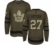 Youth Adidas Toronto Maple Leafs #27 Darryl Sittler Authentic Green Salute to Service NHL Jersey