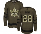 Youth Adidas Toronto Maple Leafs #28 Tie Domi Authentic Green Salute to Service NHL Jersey