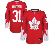 Youth Adidas Toronto Maple Leafs #31 Frederik Andersen Authentic Red Alternate NHL Jersey