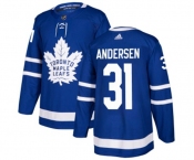 Youth Adidas Toronto Maple Leafs #31 Frederik Andersen Authentic Royal Blue Home NHL Jersey