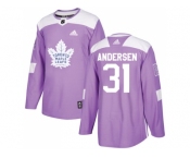 Youth Adidas Toronto Maple Leafs #31 Frederik Andersen Purple Authentic Fights Cancer Stitched NHL Jersey