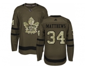 Youth Adidas Toronto Maple Leafs #34 Auston Matthews Green Salute to Service Stitched NHL Jersey