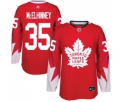 Youth Adidas Toronto Maple Leafs #35 Curtis McElhinney Authentic Red Alternate NHL Jerse