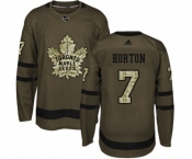 Youth Adidas Toronto Maple Leafs #7 Tim Horton Authentic Green Salute to Service NHL Jersey