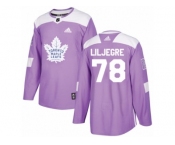 Youth Adidas Toronto Maple Leafs #78 Timothy Liljegren Authentic Purple Fights Cancer Practice NHL Jersey