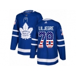 Youth Adidas Toronto Maple Leafs #78 Timothy Liljegren Authentic Royal Blue USA Flag Fashion NHL Jersey