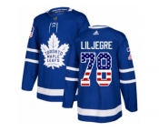 Youth Adidas Toronto Maple Leafs #78 Timothy Liljegren Authentic Royal Blue USA Flag Fashion NHL Jersey