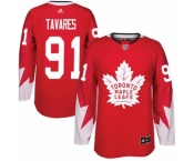 Youth Adidas Toronto Maple Leafs #91 John Tavares Authentic Red Alternate NHL Jersey