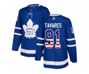 Youth Adidas Toronto Maple Leafs #91 John Tavares Blue Home Authentic USA Flag Stitched NHL Jersey