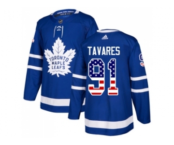 Youth Adidas Toronto Maple Leafs #91 John Tavares Blue Home Authentic USA Flag Stitched NHL Jersey