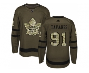 Youth Adidas Toronto Maple Leafs #91 John Tavares Green Salute to Service Stitched NHL Jersey