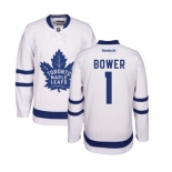 Youth Reebok Toronto Maple Leafs #1 Johnny Bower Authentic White Away NHL Jersey