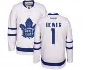 Youth Reebok Toronto Maple Leafs #1 Johnny Bower Authentic White Away NHL Jersey