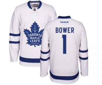 Youth Reebok Toronto Maple Leafs #1 Johnny Bower Authentic White Away NHL Jersey