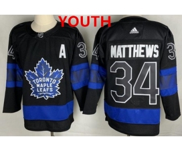 Youth Toronto Maple Leafs #34 Auston Matthews Black X Drew House Inside Out Stitched Jersey