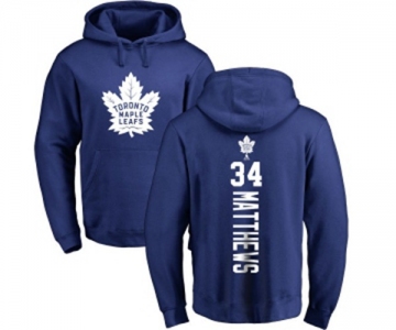 NHL Adidas Toronto Maple Leafs #34 Auston Matthews Royal Blue Backer Pullover Hoodie